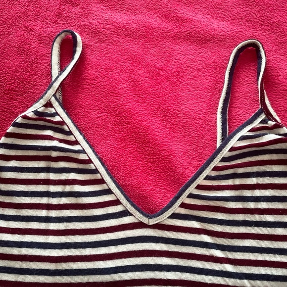VGUC, Brandy Melville Striped Spaghetti Strap V Neck Soft Cotton Tank Top OS - Picture 3 of 6
